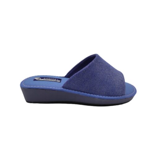 zapatilla de verano abierta azul brillos de Andinas