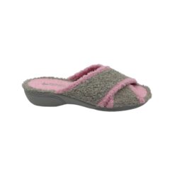 zapatilla verano abierta tiras cruzadas gris/rosa de Vulca-Bicha.