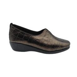 Zapato copete mujer coco metal bronce Flex & Go