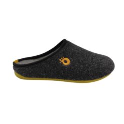 Zapatilla de casa abierta talón negro-mostaza Laro