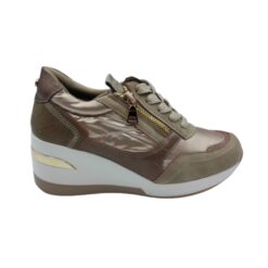 Deportivo casual mujer cuña taupe-oro Shoewear.