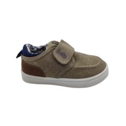 Lois alpargata velcro taupe niño.
