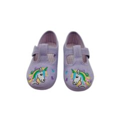 Zapatilla rizo niña unicornio lila Vulca-Bicha.